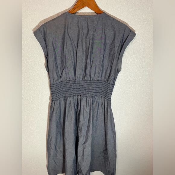 Love...ady Chambray Zip Front Sleeve Cut Dress Medium Made in USA - Picture 3 of 3